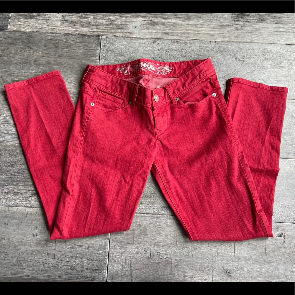 Express Red Crop Jean Leggings
